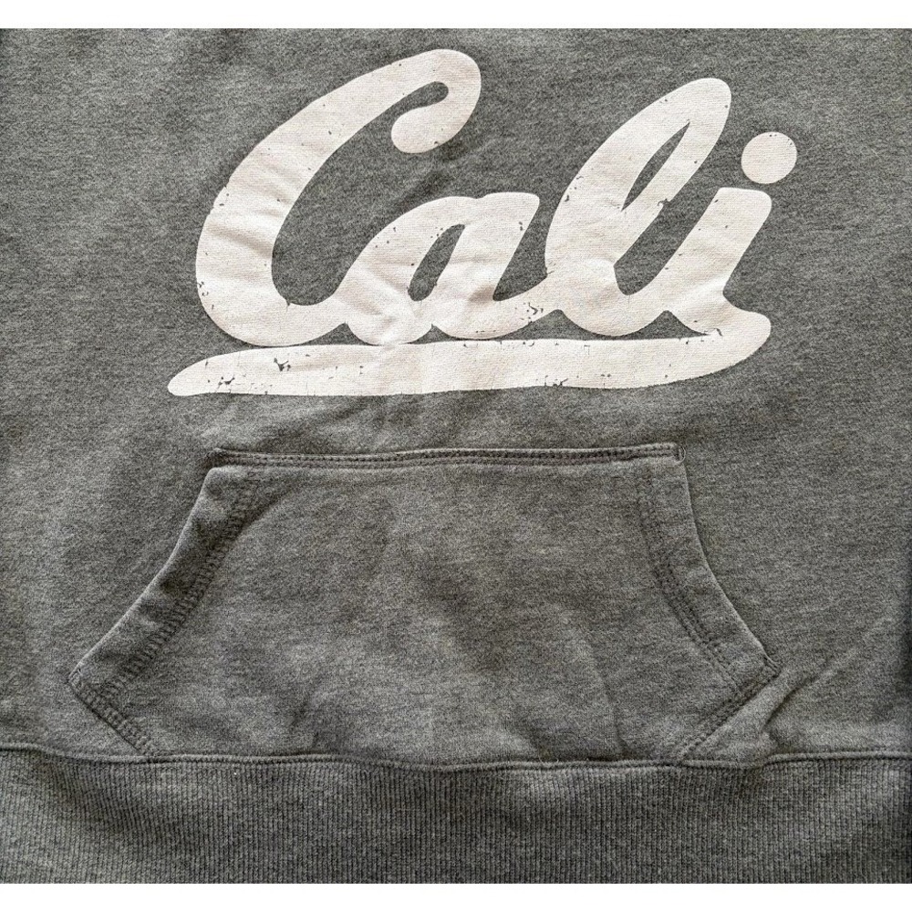 Green Sleeved LA Cali Logo California Raglan Sweatshirt‎ Gray Pocket Large Y2K - Picture 3 of 10